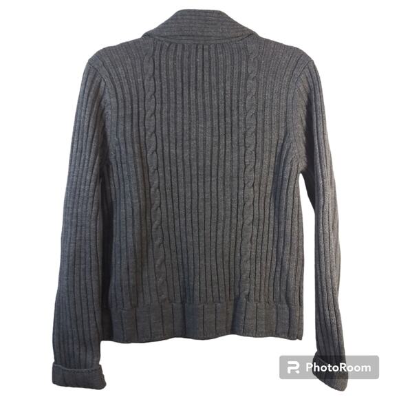 New York & Co Gray Knit Sweater Cardigan Button Front Size L - Picture 2 of 9